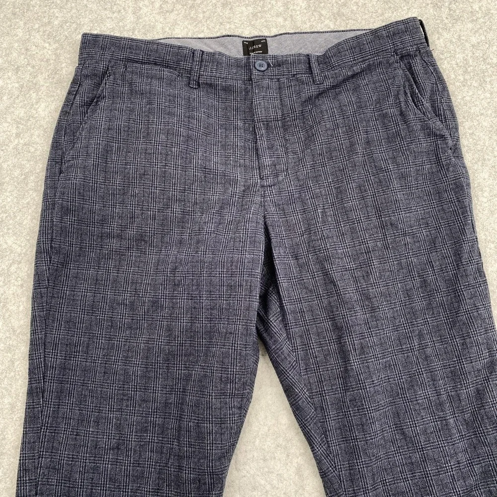 J.Crew Pants Mens 36x30 (37x29) Blue 770 Straight Check Chino Stretch Tweed
